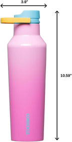 Corkcicle Sport Canteen Insulated Tumbler, Pink Pop, 20 oz – Reusable Water Bottle Keeps Beverages Cold for 25 Hours & Hot 12 Hours – Cupholder Friendly Tumbler with Screw-On Cap