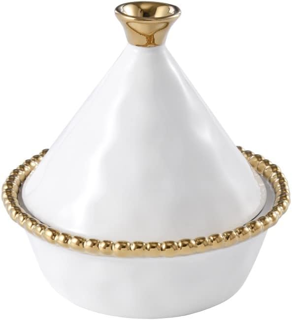 Pampa Bay Golden Salerno Titanium-Plated Porcelain Small Tagine, 5 x 5in
