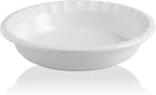 Sweejar Ceramic 10.4 Inch Pie Pan, Deep Porcelain Round Dish, Non-Stick Baking Plate for Pumpkin and Apple Pies, Farmhouse Design (White)