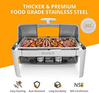 ROVSUN 9Qt 3 Packs Roll Top Chafing Dish Buffet Set, Stainless Steel Chafers for Catering, Rectangular Buffet Servers and Warmers Set with Glass Window for Parties, Banquet, Wedding, Full Size