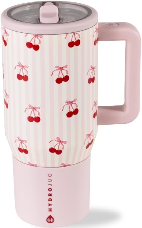 HydroJug Kids - 20 oz Insulated Kids Water Bottle with Flip Straw & Handle | Leak-Proof & Durable | Perfect for School, Sports, Lunch, Travel & Camp, Sweet Cherry