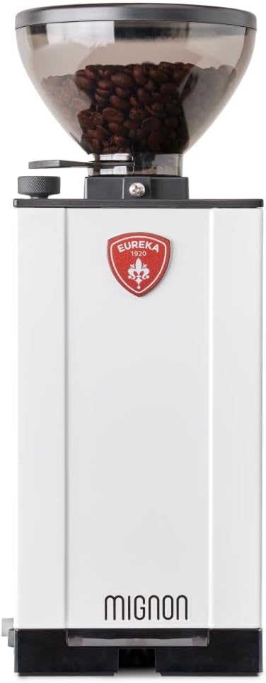 Eureka Mignon Crono Brew Coffee Grinder | 150g | 50mm Steel Burrs | Timer | White