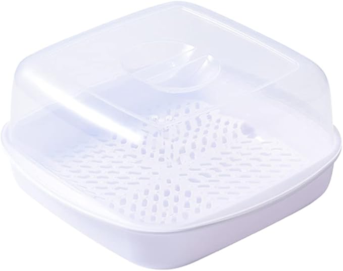 Microwave Cookware Steamer Fish Veggie Steamer Vegetable Steam Cooker Oven Container with Removable Strainer Steam Vent Lid