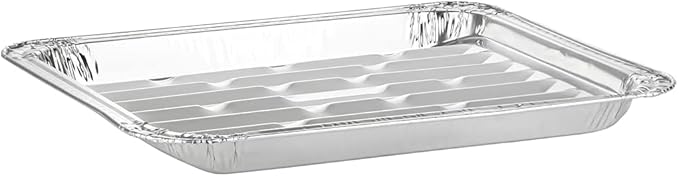PARTY BARGAINS Aluminum Broiler Pans - 4 Pack, Heavy-Duty Disposable Grill Pans for Cooking, Roasting, BBQ, Picnic - (Max 240°C)