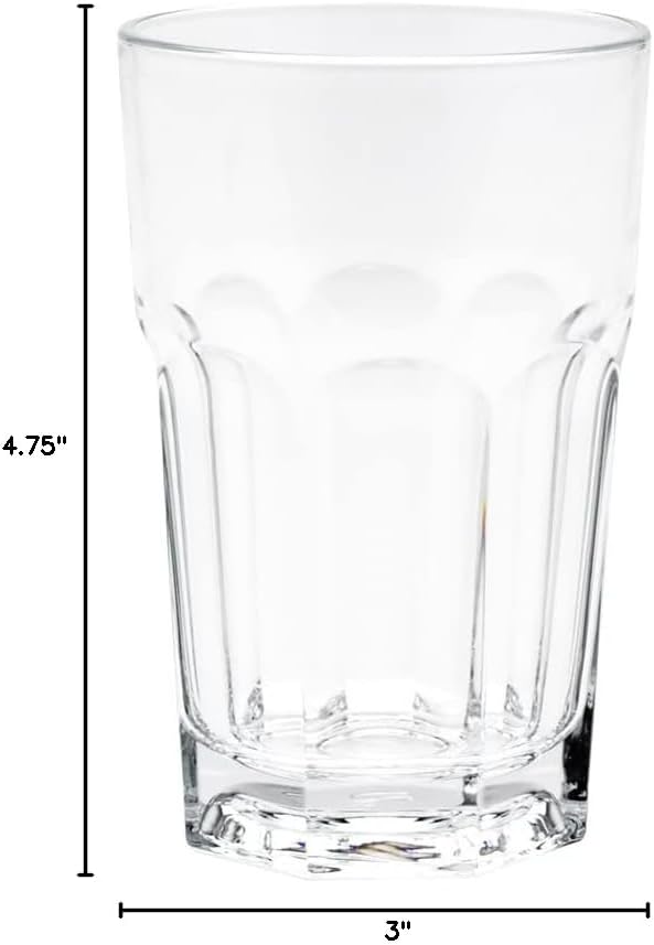 Restaurantware-Otto 10 Ounce Highball Glasses, Set Of 6 Paneled Tall Drinking Glasses - Fine-Blown, Tempered, Dishwashable, Clear Glass Highball Tumblers, Won't Chip, For Water, Juices, Or Cocktails