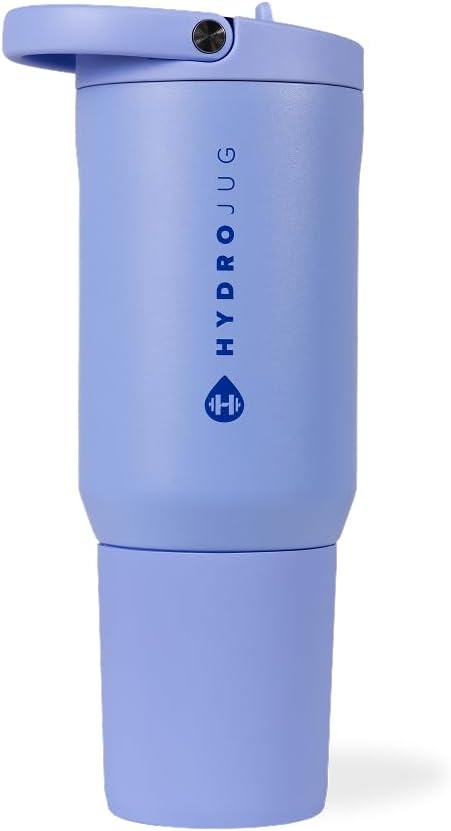 HydroJug Sport - Stainless Steel Tumbler with Straw, Vacuum Insulated, 20oz Leakproof Water Bottle, Ergonomic Design, Reusable, Dishwasher Safe, Rubber Base, Durable for Gym or Outdoors, Peri