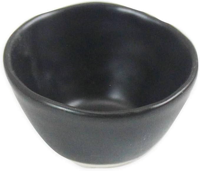 RoRo Handmade Matte Black Ceramic Conical Sauce Bowls - 3 Ounce, Set of 4, Elegant Artisan Crafted Dishes for Dips, Spices, and Condiments, Lead-Free and Cadmium-Free