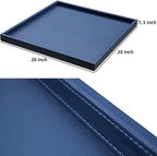 20 * 20 Inch Rectangular Ottoman Tray | Textured PU Leather, Waterproof & Heat-Resistant Storage for Coffee/Dining Tables, Sofa, Bed, Entertainment & Party (Navy Blue, 20 * 20in)