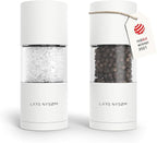 LARS NYSØM Salt and Pepper Grinder Set I Salt and Pepper Mills with Adjustable Ceramic Grinder 2 pieces I Manual Design Spice Mill Set (Pure White)
