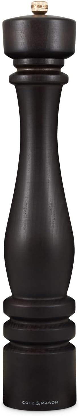 Cole & Mason London Refillable Spice Mill - Kitchen & Home Accessory - Table Black Pepper Grinder - Pepper Mill with Carbon Steel Mechanism - 15", Chocolate Wood