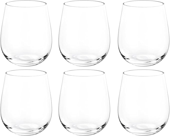 KOXIN-KARLU Classic 18-ounce Acrylic Stemless Wine Glasses, Unbreakable Mixed Drinkware Plastic Tumbler, set of 6 Clear