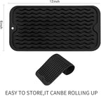 Silicone Dish Drying Mat for Multiple Usage,Easy clean,Eco-friendly,Heat-resistant Silicone Mat for Kitchen Counter or Sink,Refrigerator or Drawer Liner Black S 12 inches x 6 inches