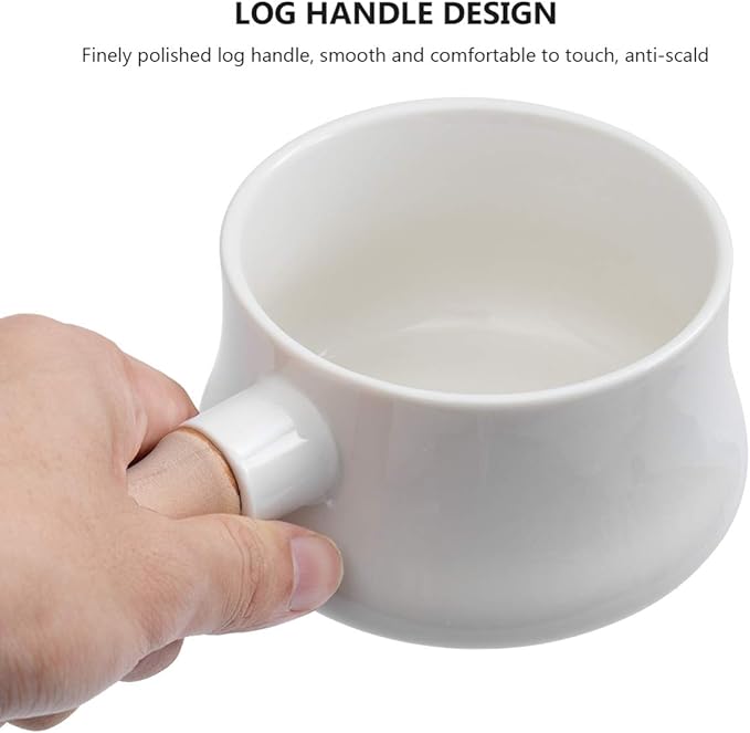 DOITOOL Butter Warmer, 380ml Enamel Milk Pot for Stove Top, Small Sauce Pan with Wooden Handle, Butter Melting Pot Milk Pan, Small Soup for Home Kitchen Cooking Heating Boiling