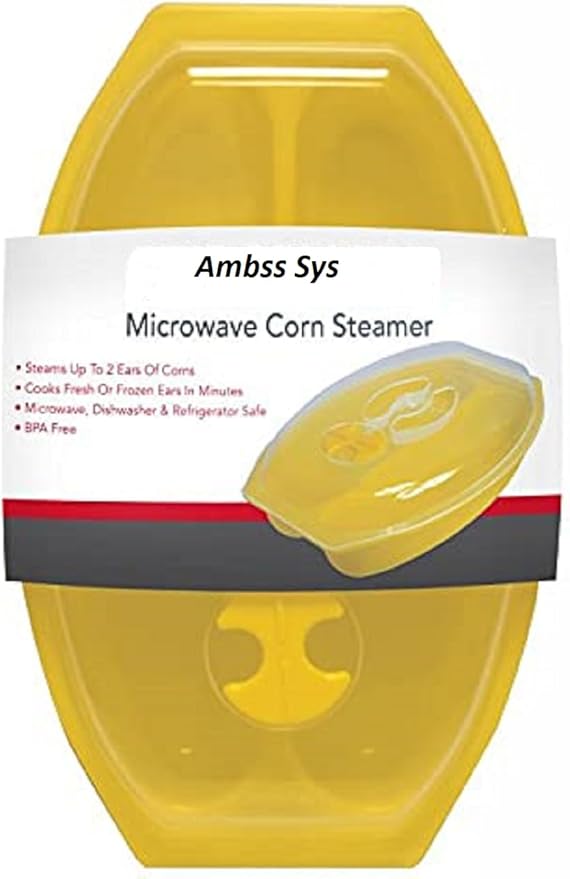 Sweet Corn Microwave Cooker/Corn Steamer with Vented Lid - Yellow - BPA Free -Easy & Fast Way To Steam Corn In The Microwave - 2 Pieces At A Time.