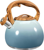 GGC Tea Kettle for Stove Top, 3.1QT/3L Whistling Tea Kettles for Boiling Water Coffee or Milk, Gradient Gray Tea Pot with Wood Parttern Handle, Stainless Steel Tea Pot for Home and Kitchen
