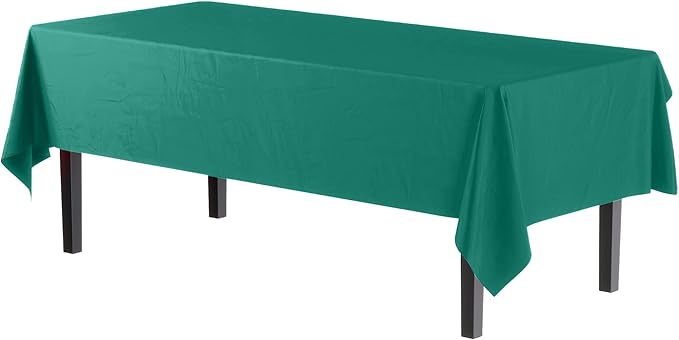 Exquisite Party Solids 12-Pack Premium Plastic Tablecloth 54in. x 108in. Rectangle Table Cover - Teal