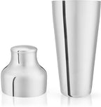 Viski Parisian Cocktail Shaker for Cold Brew Cocktails, Margarita, Espresso Martini, Contoured High Shine Polished Stainless Steel Martini Shaker, Home Bar, Bartender Gifts, 25 oz, Set of 1, Silver