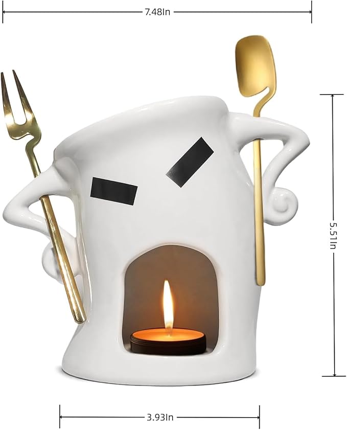 Mini Ceramic Fondue Set: Chocolate Fondue Melting Cup, Cheese Fondue Pot, Candy Mini Fondue Cups with 1 Fork & 1 Scoop - Food-Safe Gift for Parties, Gifts, Cozy Nights (Gold)