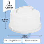 Juvale Round Cake & Pie Carrier with Lid & Handle - 12 x 5.9 in - Plastic Cake Storage Container & Dessert Carrier for Cupcakes - Reusable Collapsible Design