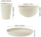 18pcs Wheat Straw Dinnerware Sets HXYPN Unbreakable Dinnerware Set Kitchen Plates and Bowls Set Plastic Plates Reusable Dishwasher and Microwave Safe