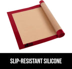 GORILLA GRIP Reusable Nonstick Silicone Baking Mat, 2 Pack, BPA-Free Oven Safe Food Liner, For Cookie Sheets, Toaster Ovens, Easy Clean Pastry Mats, Kitchen Essential, 11.75x8.25, Quarter Sheet, Red