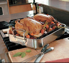 Viking 3-Ply Stainless Steel Roasting Pan with Non Stick Rack, 16 x 13 Inch Kitchen Cookware, Great for Turkey, Dishwasher and Oven Safe, Induction Ready, Silver