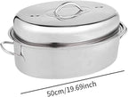 16in Fish Poacher Cooking Pot with Lid Portable Handle Multiuse Baking Tray for Seafood And Eggs, B