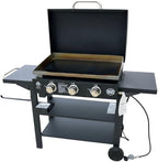 Griller's Choice Gas Griddle with Hinged Hood, Wind Guards, Front Grease Management, 4 Shelves, Propane Griddle for Flattop Grills Outdoor Cooking