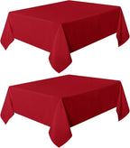 sancua 2 Pack Red Tablecloth 54 x 54 Inch, Stain and Wrinkle Resistant Square Table Cloth - Washable Polyester Table Cover for Dining Tables, Buffet Parties and Camping