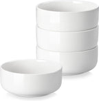 MALACASA 24 OZ Cereal Bowls, 5.8 Inch Soup Bowls Ceramic Bowl Sets of 4, Breakfast Bowls Set for Kitchen, Dishwasher Microwave Oven Safe, White, Series LUNA