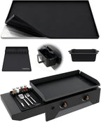 KITCHEN PERFECTION Ultimate Kit for Blackstone Griddle 28 Inch - Silicone Griddle Cover Mat + Griddle Accessories Mat + 2 PCS Silicone Grease Cup Liners Hermetic Protection from Rust & Debris All Year