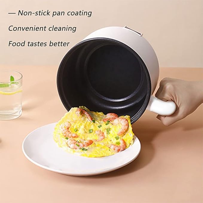 Drizzle Electric Steamer 1.8L - Multifunctional Hot Pot Non-stick Pan - Portable Rapid Ramen Cooker - Boil Dry Protection - For Noodles, Steak, Eggs, Stir-Frying, Pasta, Oatmeal