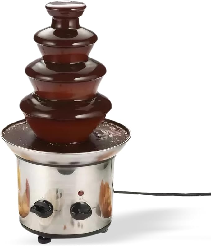 Chocolate Fountain Machine, 4 Tier Stainless Steel - 60-Ounce Electric Fondue Fountain with Temperature Control, Hot Chocolate Cheese Melting Heat Machine for Catering, Cafe, Hotel, Party, Wedding