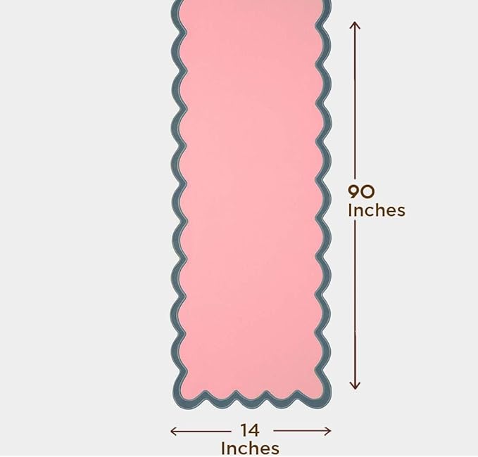 Folkulture Table Runner | Table Runners 90 inches Long | Scallop Table Runner for Farmhouse Decor or Boho Decor | Boho Pink Table Runners for Dining Room Table Decor | Pastel Party Decorations