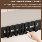 Adjustable Wall Mount Utensil Rack, Black Metal,8 Movable Hooks, 17.32x1.85 Inch, for Kitchen, Bathroom Storage