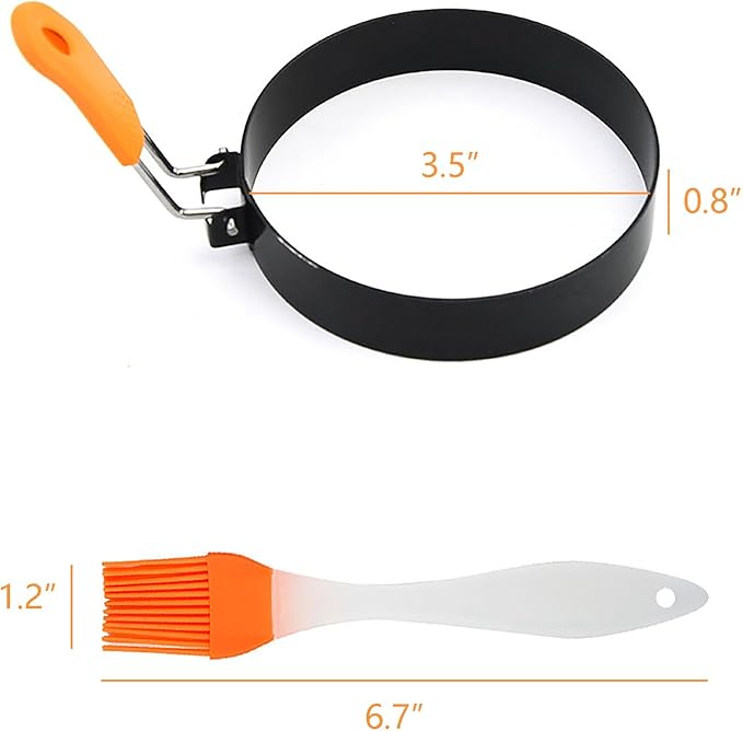 Round Egg Rings for Frying Eggs, 2 Pack 3.5 Inches Egg Ring with Silicone Handle Egg Mold for Breakfast Sandwiches Egg Mcmuffins Non-stick Fried Cooker Ring Shaper for Griddle Frying Pan