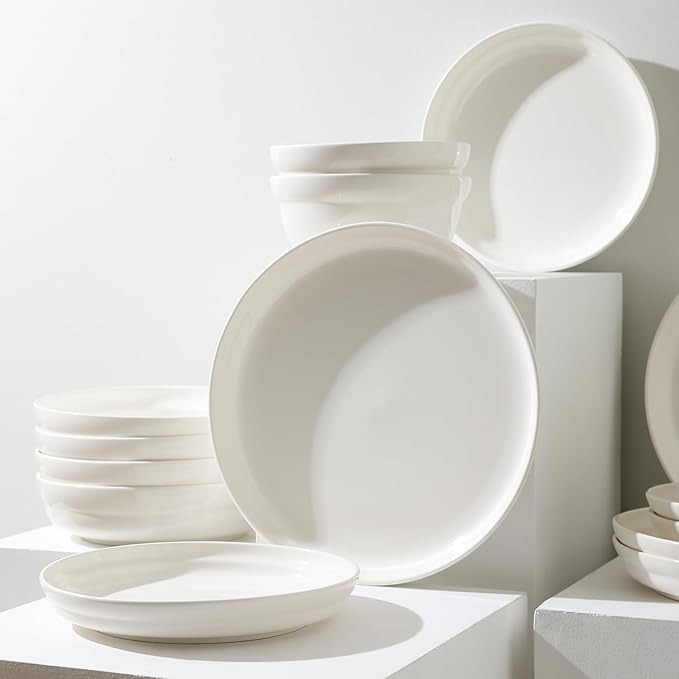 Stone Lain Virtuo 4-Piece Dinner Plate Set Porcelain, White