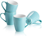 Sweese Porcelain Coffee Mugs - 16 Ounce (Top to the Rim) for Coffee, Latte, Tea, Cocoa, Set of 4, Turquoise