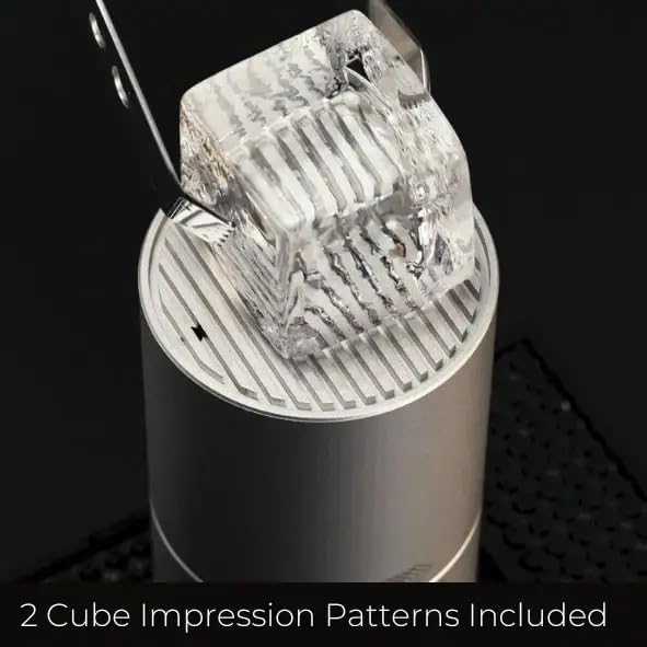 Ice Ball Press Kit - Aluminum Ice Sphere Press for Cocktails, Whiskey & Bourbon - Create 1.9 in. Clear Ice Balls - Includes Ice Press & Impression Patterns, Bar Mat, & Ice Tongs