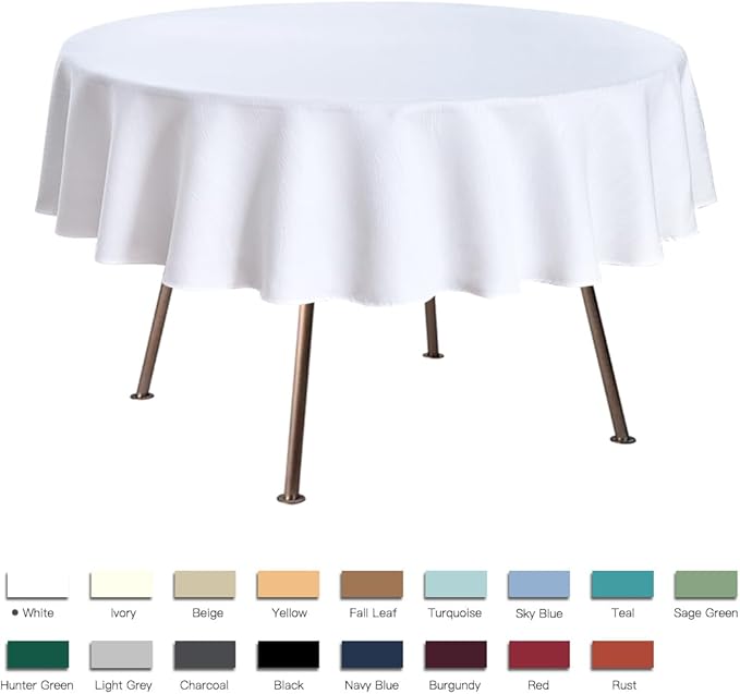 maxmill Round Jacquard Tablecloths Swirl Pattern Spillproof Wrinkle Free Heavy Weight Soft Table Cloth for Circular Table Cover of Buffet Banquet Parties Holiday Dinner Round 90 Inch White