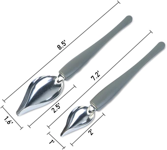 Professional Small Precision Culinary Drawing Decorating Spoons Set,2 Pcs Multi-use Stainless Steel Chef Culinary Drawing Spoons for Decorative Plates,Cake,Dessert with Comfortable Handle