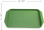 Plastic Fast Food Serving Tray,16.95 by 11.82-Inch,Set of 12 (Green)