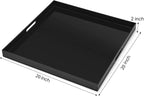 20×20 inches Oversized Black Acrylic Ottoman Tray Extra Large Decorative Tray Spill-Proof Serving Trays with Handles King-Size Safe Edge Organizer for Coffee Table Countertop Breakfast