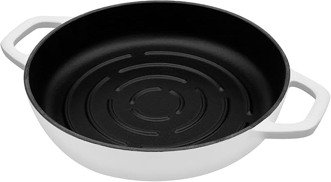 Bread Oven Cast Iron Bread Dutch Oven with Cloche Lid for Bread Baking White Enameled Cast Iron Bread Oven with Dome Lid for Sourdough, 9.8 Inches