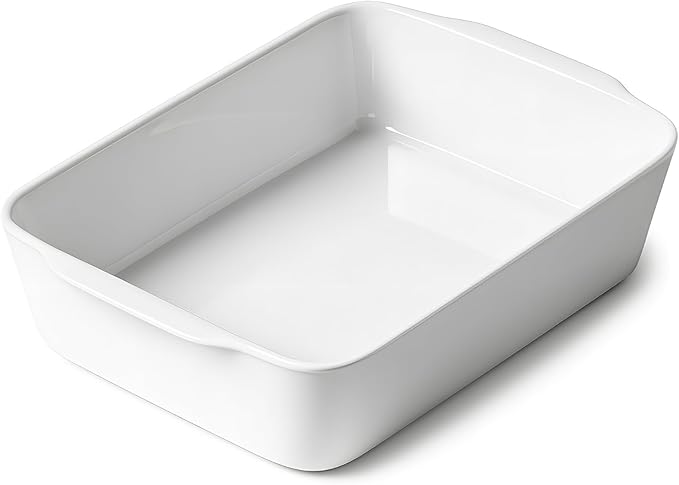3.3 QT Ceramic Baking Dish, White Casserole Dish,Lasagna Pan for Oven, Bakeware for Baking, Kitchen Decor, Microwave Oven Safe, Dinner Party (8.7" x 11.8")