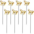 RRRuo Horse Cocktail Reusable Picks Martini Picks Fruit Toothpicks for Appetizers Olives Brandied Cherries Skewers 8 pieces (Gold)