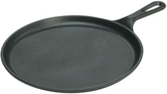 Lodge L9OG3 Cast Iron Round Griddle, Pre-Seasoned, 10.5-inch - Made in USA, Compatible with Stovetop, Oven, Grill & Campfire