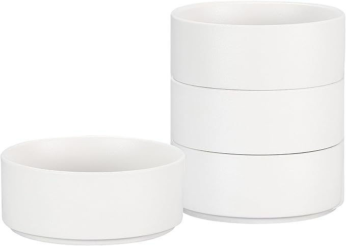 GZG Ceramic Cereal Bowls Set of 4,6 Inch Stoneware Soup Bowls,Dishwasher and Microwave Safe,Stackable,Scratch Resistant for Oatmeal,Fruit,Salads and Rice(Ivory White)