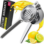 Stainless Steel Lemon Squeezer Press - No Seeds, Pro-Grade, Effortlessly Get Every Drop - Manual Non-Slip Grip Design - Lemon Lime Squeezer, Orange, and Citrus Fruit Hand Held Lemon Juicer Squeezer