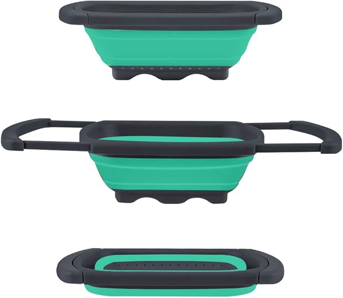 Qimh Colander collapsible, Colander Strainer Over The Sink Vegetable/Fruit Colanders Strainers With Extendable Handles, Folding Strainer for Kitchen,6 Quart